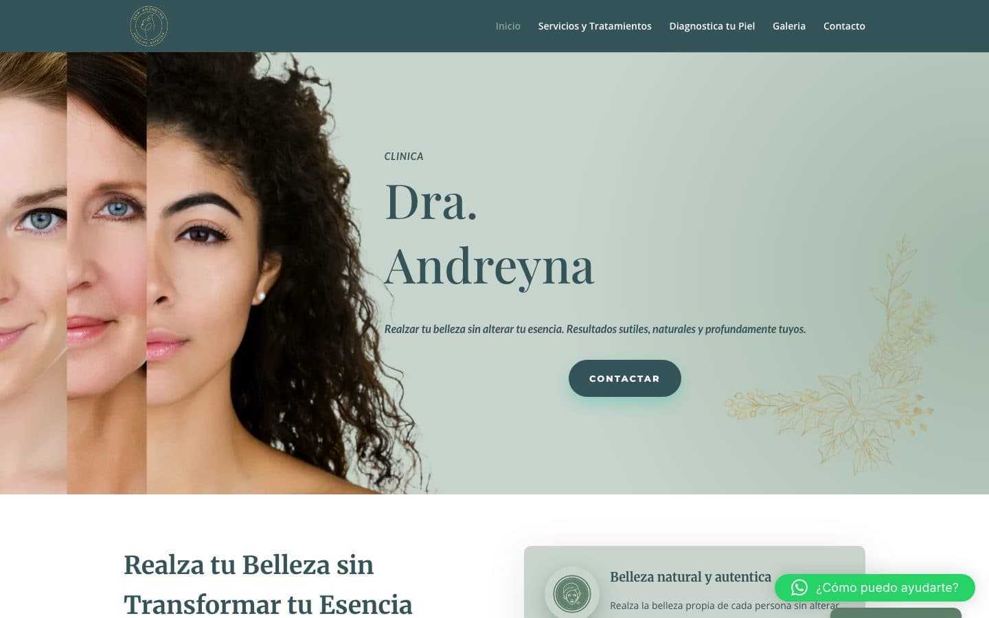 Web de la Clínica Dra. Andreyna, diseñada por Elix, en escritorio